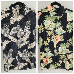 Men's Shirt Short Sleeve Size Small Hawaiian Pineapple Silky Rayon
